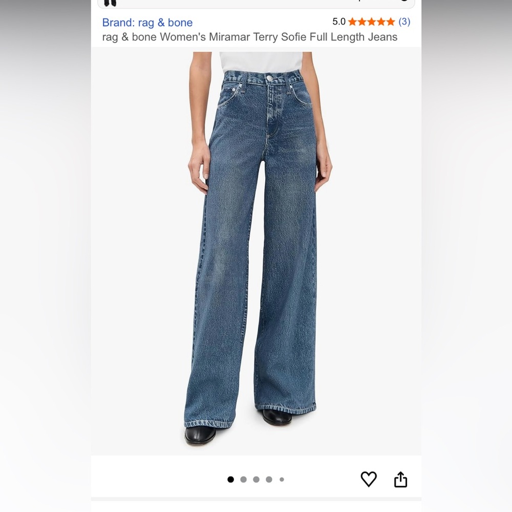 rag & bone Sofie High Rise Full Length Ultra Wide Blue Jeans